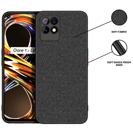 Soft Full Fabric Protective Back Case Cover for Realme 8i (Black)