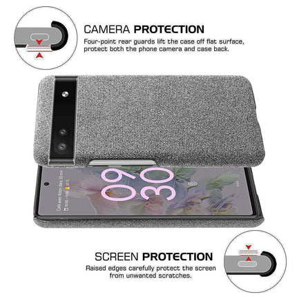 Mobizang Woven Soft Fabric Case for Google Pixel 6A Back Cover, Shock Protection Slim Hard Anti Slip Back Cover (Grey)