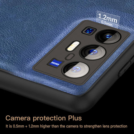 Tux Back Case For Vivo X70 Pro Plus , Slim Leather Case with Soft Edge Shockproof Back Cover (Blue)