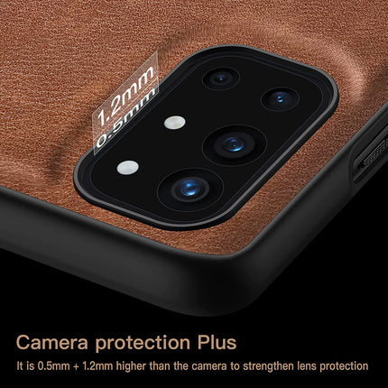 Tux Back Case for OnePlus 9R / One Plus 9R , Slim Leather Case with Soft Edge Shockproof Back Cover (Brown)