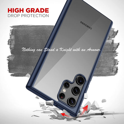 Hawkeye Clear Back Cover for Samsung Galaxy S22 Ultra , Camera Lens Protector Shockproof Slim Clear Case Cover (Blue)