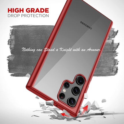 Hawkeye Clear Back Cover for Samsung Galaxy S22 Ultra , Camera Lens Protector Shockproof Slim Clear Case Cover (Red)