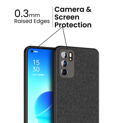 Soft Full Fabric Protective Back Case Cover for Oppo Reno 6 (Black)