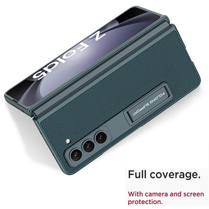 Mobizang Leather Case for Samsung Galaxy Z Fold 5 | Inbuilt Stand Hybrid Back Cover (Graygreen)