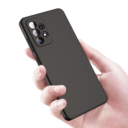Matte Lens Protective Back Cover for Samsung Galaxy A52 , Slim Silicone with Soft Lining Shockproof Flexible Full Body Bumper Case (Black)