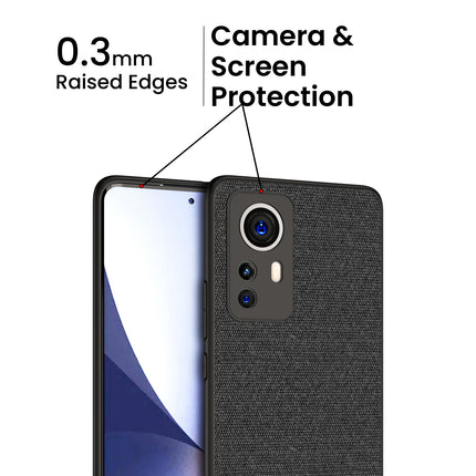 Soft Fabric Hybrid Protective Back Case Cover for Xiaomi 12 PRO (5G) (Black)
