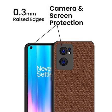 Soft Fabric & Leather Hybrid Protective Case Cover for OnePlus Nord CE 2 (5G) (Brown)