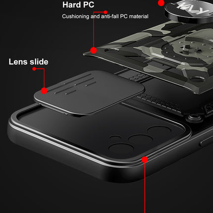 Tank Back Cover for Samsung Galaxy M52 (5G), Inbuilt Ring + Slider Shockproof Lens Protection Case (Black)