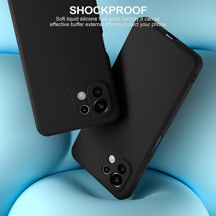 Matte Lens Protective Back Cover for Xiaomi Mi 11 Lite , Slim Silicone with Soft Lining Shockproof Flexible Full Body Bumper Case , Black