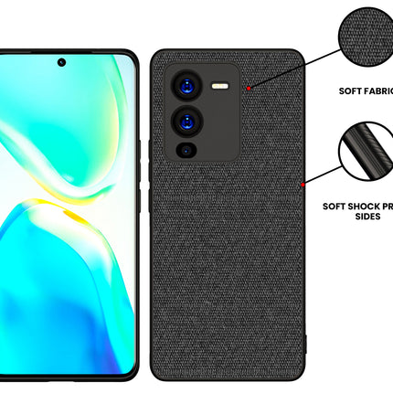 Mobizang Soft Full Fabric Protective Back Case Cover for Vivo V25 PRO (5G) (Black)