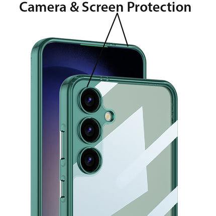 Mobizang Clear Airbag Back Case for Samsung Galaxy S24 | Transparent Shockproof Slim Hard PC Shell Protective Cover (Green)
