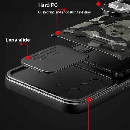 Tank Back Cover for Samsung Galaxy S21 Plus , Inbuilt Ring & Slider [Military Grade Protection] Shockproof Lens Protection Case (Black)