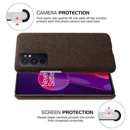 Woven Soft Fabric Case for OnePlus 9RT Back Cover, Shock Protection Slim Hard Anti Slip Back Cover (Brown)
