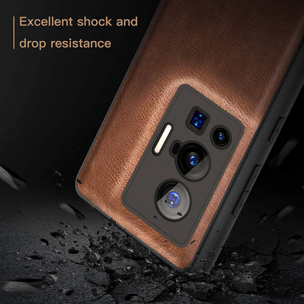 Tux Back Case For Vivo X70 Pro , Slim Leather Case with Soft Edge Shockproof Back Cover (Brown)