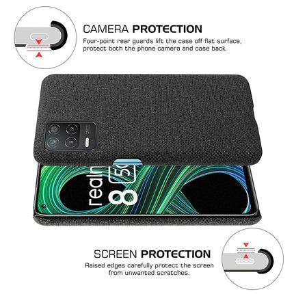 Woven Soft Fabric Case for Realme 8 (5G) Back Cover, Shock Protection Slim Hard Anti Slip Back Cover (Black)