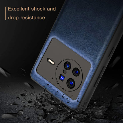 Tux Back Case for Vivo X80 , Slim Leather Case with Soft Edge Shockproof Back Cover (Blue)