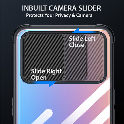 Slider Back Cover for Vivo V20 , [Military Grade Protection] Shockproof Slim Clear Camera Shield Bumper Back Case (Black)
