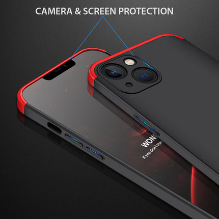 Double Dip Full 360 Protection Back Case Cover for Apple iPhone 13 (6.1) (Red,Black)