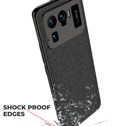 Soft Fabric Hybrid for Xiaomi Mi 11 Ultra Back Cover, Shockproof Protection Slim Hard Back Case (Black)