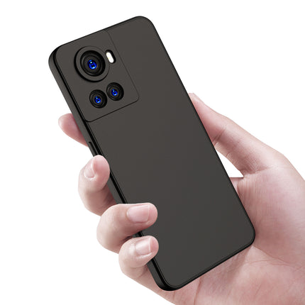 Matte Lens Protective Shockproof Flexible Back Cover for OnePlus 10R, Slim Silicone with Soft Lining Shockproof Flexible Full Body Bumper Case (Black)