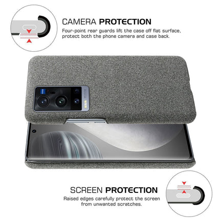 Woven Soft Fabric Case for Vivo X60 Pro Plus Back Cover, Shock Protection Slim Hard Anti Slip Back Cover (Grey)