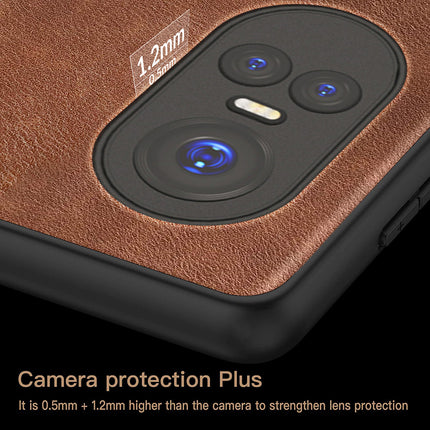 Mobizang Tux Leather Back Cover for Oppo Reno 10 / Reno 10 PRO | Slim Shockproof Camera Protection Bumper Case (Brown)