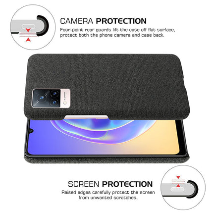 Woven Soft Fabric Case for Vivo V21 Back Cover, Shock Protection Slim Hard Anti Slip Back Cover (Black)