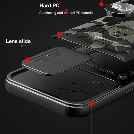 Tank Back Cover for Realme C35 , Inbuilt Ring + Slider Shockproof Lens  Protection Case (Black)