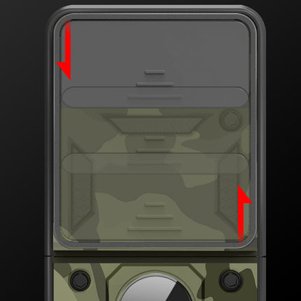 Tank Back Cover for Samsung Galaxy Z Flip 3 (5G) , Inbuilt Ring + Slider Shockproof Lens Protection Case (Green)
