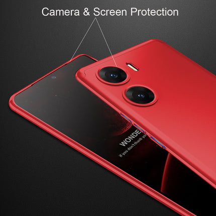 Mobizang Double Dip Full 360 Protection Back Case Cover for Vivo V29E (Red)