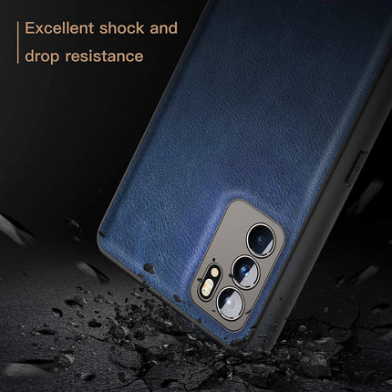 Tux Back Case For Oppo Reno 6 (5G) , Slim Leather Case with Soft Edge Shockproof Back Cover (Blue)