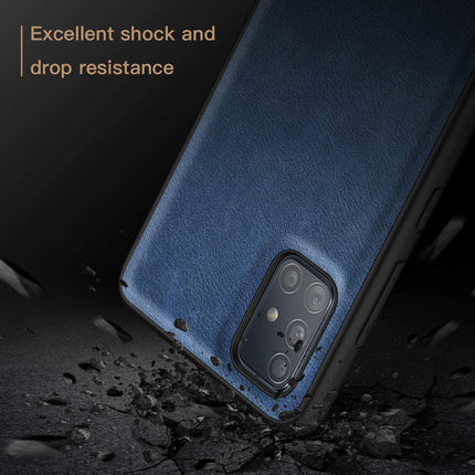 Tux Back Case For Samsung Galaxy A51 , Slim Leather Case with Soft Edge Shockproof Back Cover (Blue)