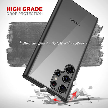 Hawkeye Clear Back Cover for Samsung Galaxy S22 Ultra , Camera Lens Protector Shockproof Slim Clear Case Cover (Black)