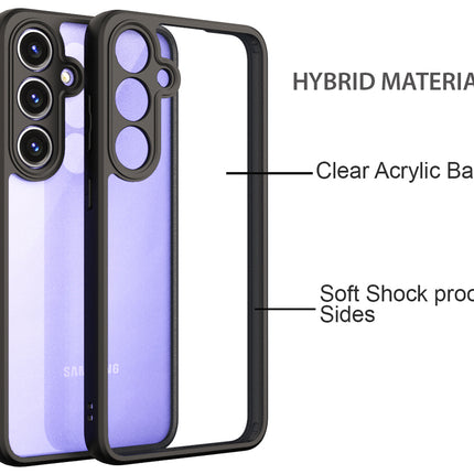 Mobizang Hawkeye Clear Back Cover for Samsung Galaxy S24 PLUS | Camera Lens Protector Shockproof Slim Clear Case Cover (Black Sides)