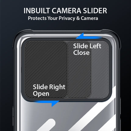 Slider Back Cover for Mi 10T / Mi 10T PRO , [Military Grade Protection] Shockproof Slim Clear Camera Shield Bumper Back Case (Blue)