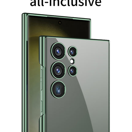 Mobizang Phantom Ultra Thin Back Case for Samsung Galaxy S24 Ultra Cover | Inbuilt Kick Stand Electroplated Edges Full Body Protection Back Cover (Green)