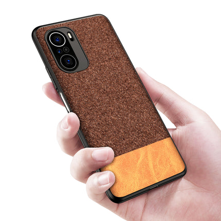 Soft Fabric & Leather Hybrid for Xiaomi Mi 11X Pro / Mi 11X  Back Cover, Shockproof Protection Slim Hard Back Case (Brown)