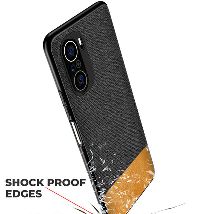 Soft Fabric & Leather Hybrid for Xiaomi Mi 11X Pro / Mi 11X  Back Cover, Shockproof Protection Slim Hard Back Case (Black,Brown)