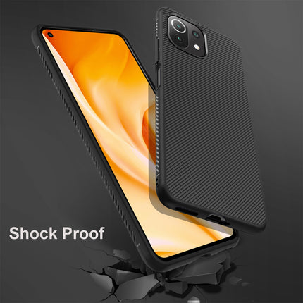 Twill Shock Proof Soft Flexible Back Case Cover for Xiaomi Mi 11 Lite (Black)