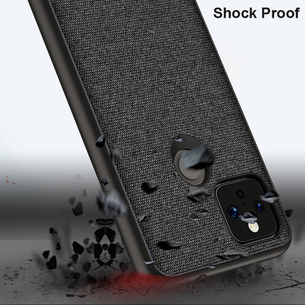 Soft Fabric & Leather Hybrid Protective Case Cover for Google Pixel 4A (Black,Brown)