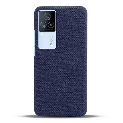 Woven Soft Fabric Case for Vivo iQOO 7 Back Cover, Shock Protection Slim Hard Anti Slip Back Cover (Blue)