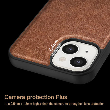 Tux Back Case for Apple iPhone 13 Mini , Slim Leather Case with Soft Edge Shockproof Back Cover (Brown)