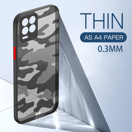 Camouflage Paper Thin Back Cover For Realme 8 Pro / Realme 8 (4G) , Super Slim Matte Translucent Full Protection Back Case (Black)