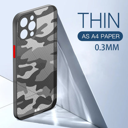Camouflage Paper Thin Back Cover For Apple iPhone 12 Pro Max (6.7) , Super Slim Matte Translucent Full Protection Back Case (Black)