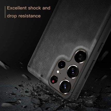 Tux Back Case For Samsung Galaxy S22 Ultra , Slim Leather Case with Soft Edge Shockproof Back Cover (Black)