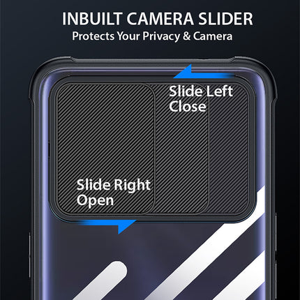 Slider Back Cover for Vivo V21E , [Military Grade Protection] Shockproof Slim Clear Camera Shield Bumper Back Case (Black)