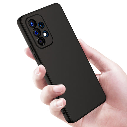Matte Lens Protective Back Cover for Samsung Galaxy A73 (5G), Slim Silicone with Soft Lining Shockproof Flexible Full Body Bumper Case (Black)