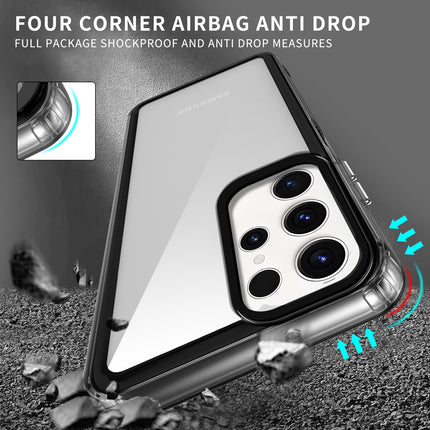 Mobizang Warrior Acrylic Clear Back Cover For Samsung Galaxy S24 ULTRA | Slim Shockproof [Military Grade Protection] Hybrid Bumper Case (Grey Sides)