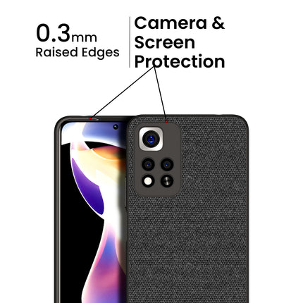 Soft Fabric & Leather Hybrid Protective Case Cover for Xiaomi 11i HyperCharge (Black,Blue)