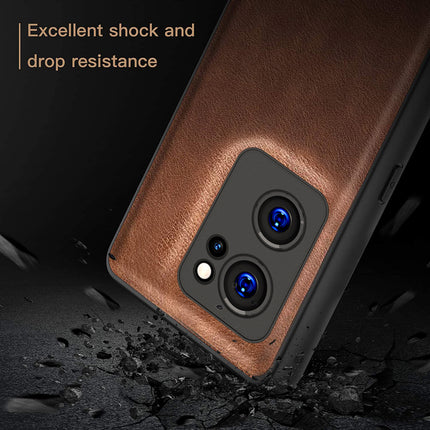 Tux Back Case For Oppo Reno 7 (5G) , Slim Leather Case with Soft Edge Shockproof Back Cover (Brown)